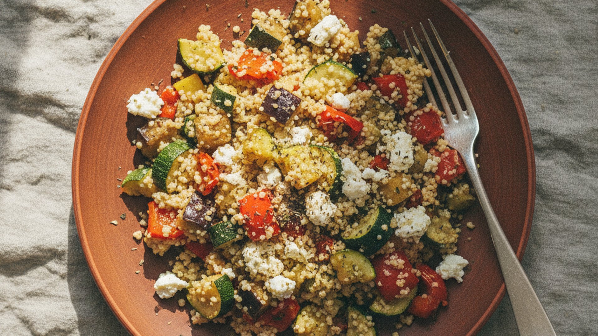Couscous-Salat mit Feta & geröstetem Gemüse