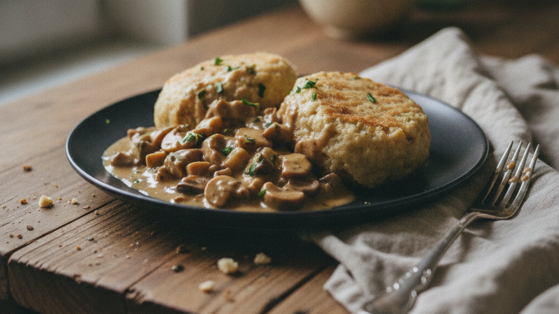 Semmelknödel mit Pilzrahmsauce