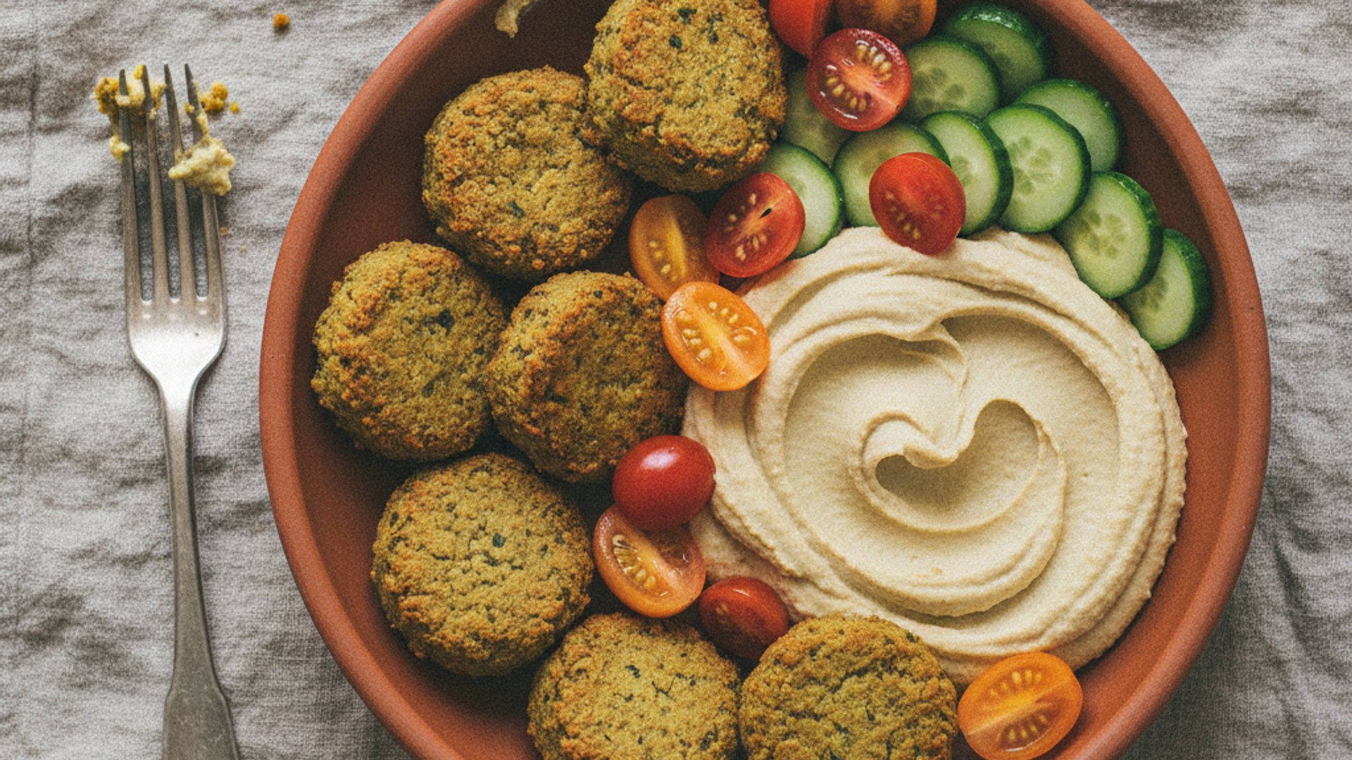 Gebackene Falafel-Bowl mit Hummus