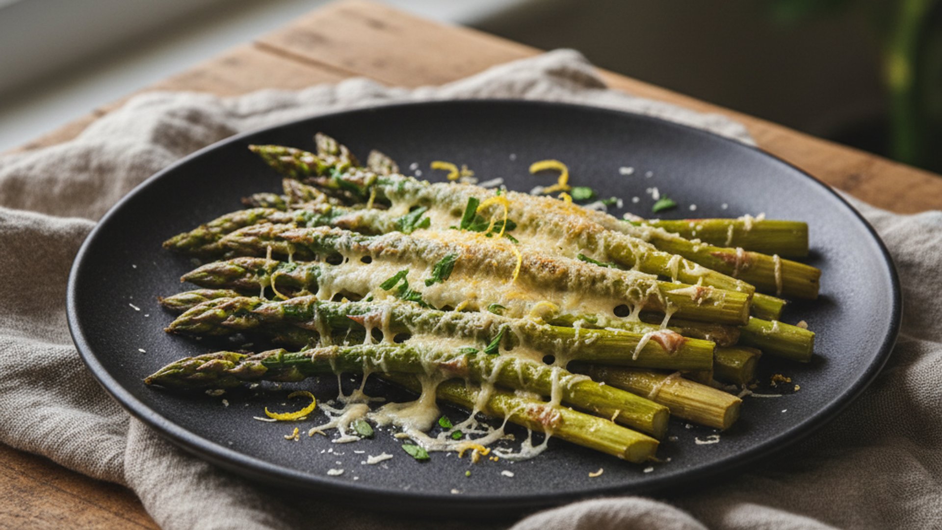 Grüner Spargel aus dem Ofen