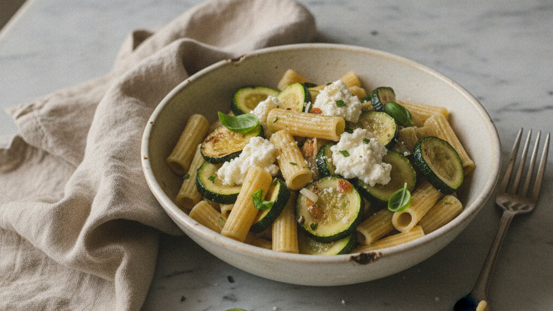 Pasta mit Zucchetti und Ricotta