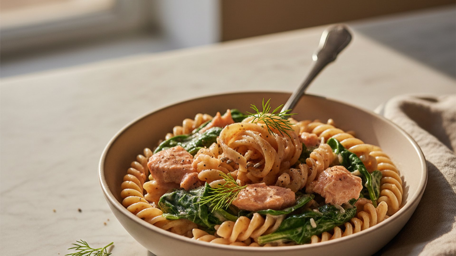 Lachs-Spinat-Pasta