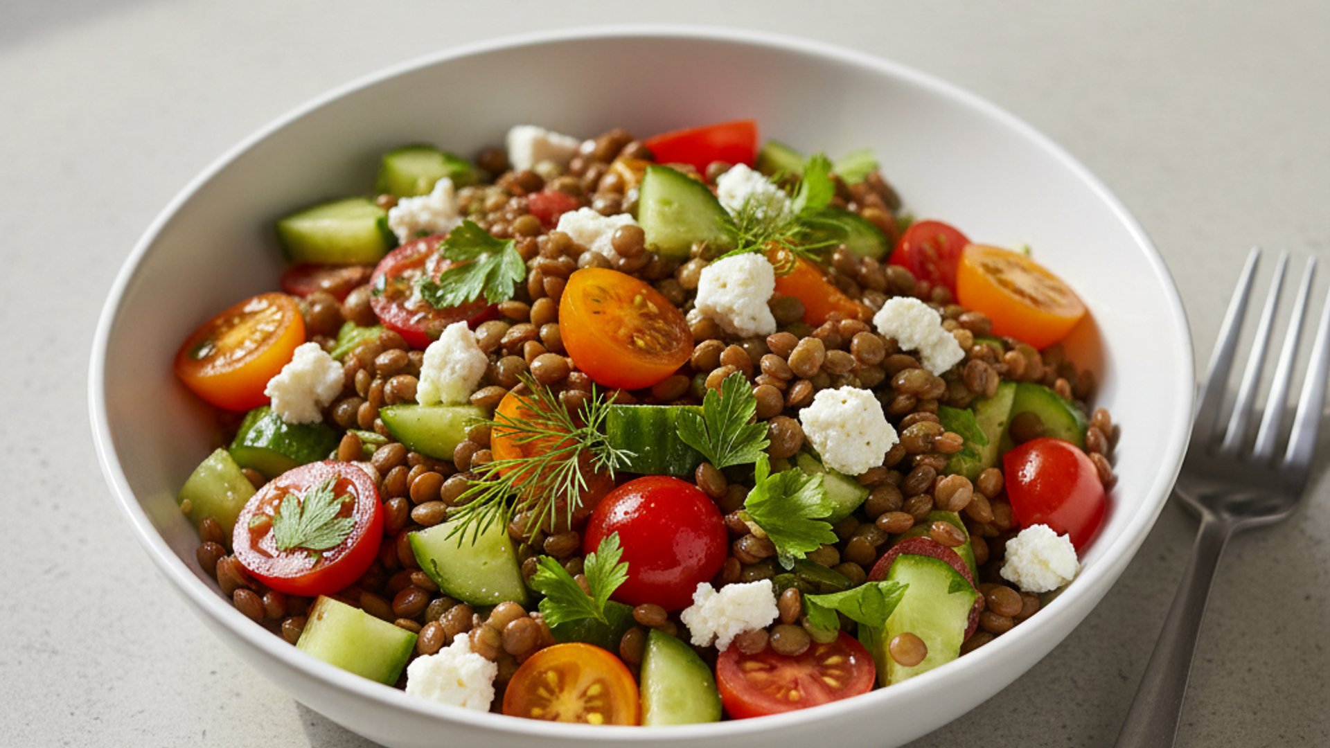 Linsensalat im Blitz