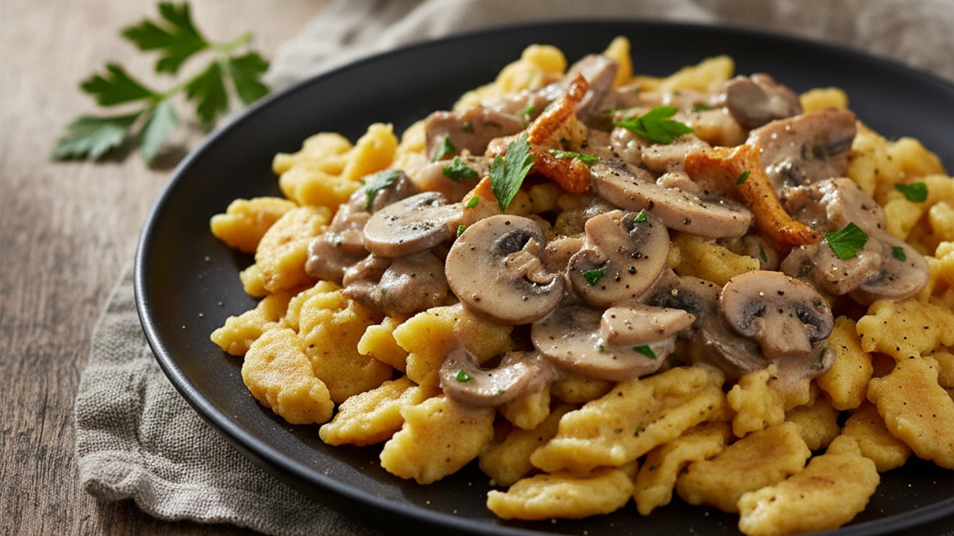 Spätzli mit Pilzrahmsauce